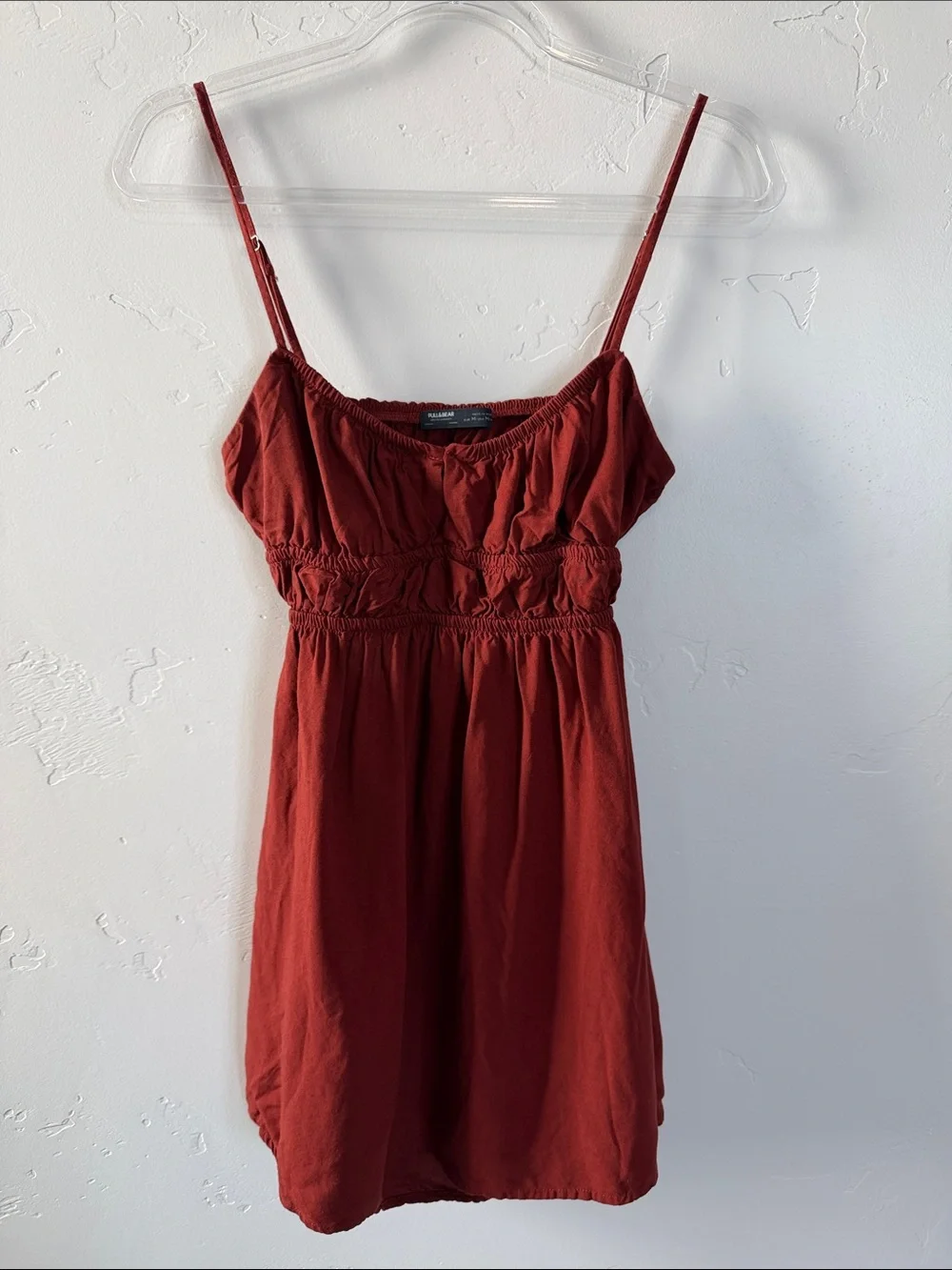 Pull&Bear Brick Red Smocked Sundress